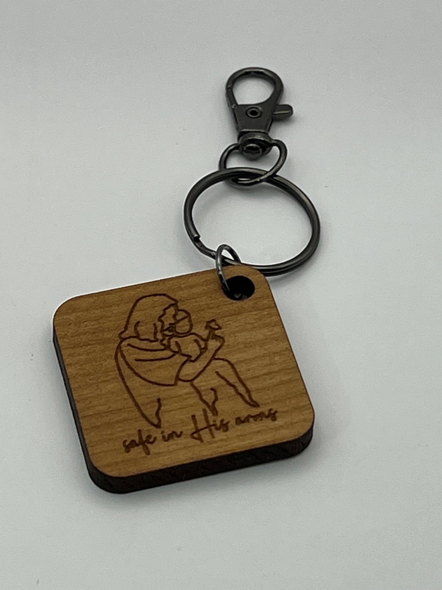 Safe in His Arms Keychain