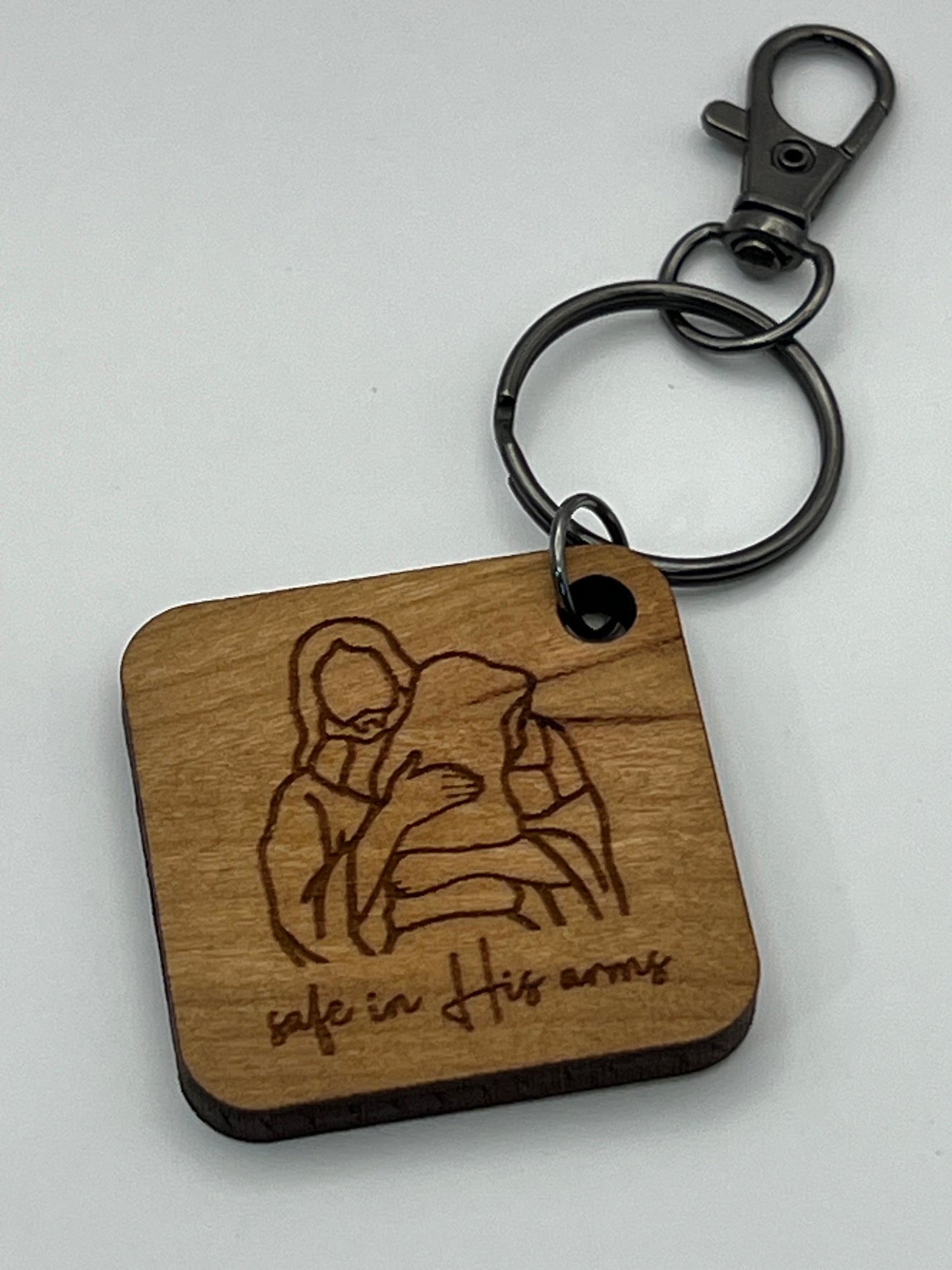 Safe in His Arms Keychain