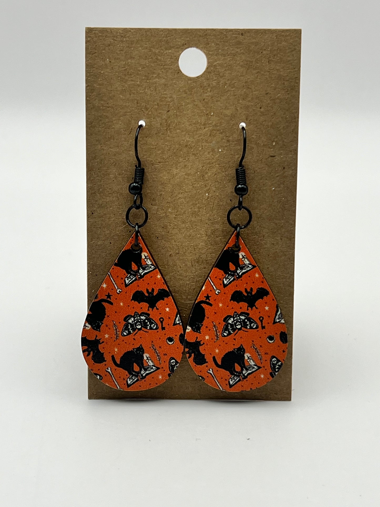 Black Cats and Bats UV Printed Earrings