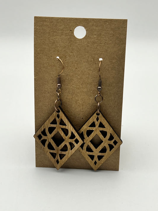 Diamond Wood Earrings