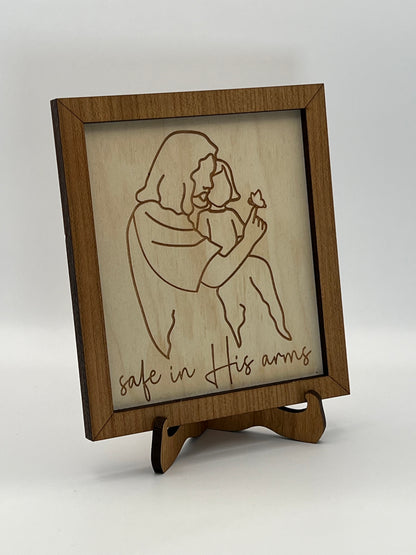 Safe in His Arms Shelf Sitter with Easel