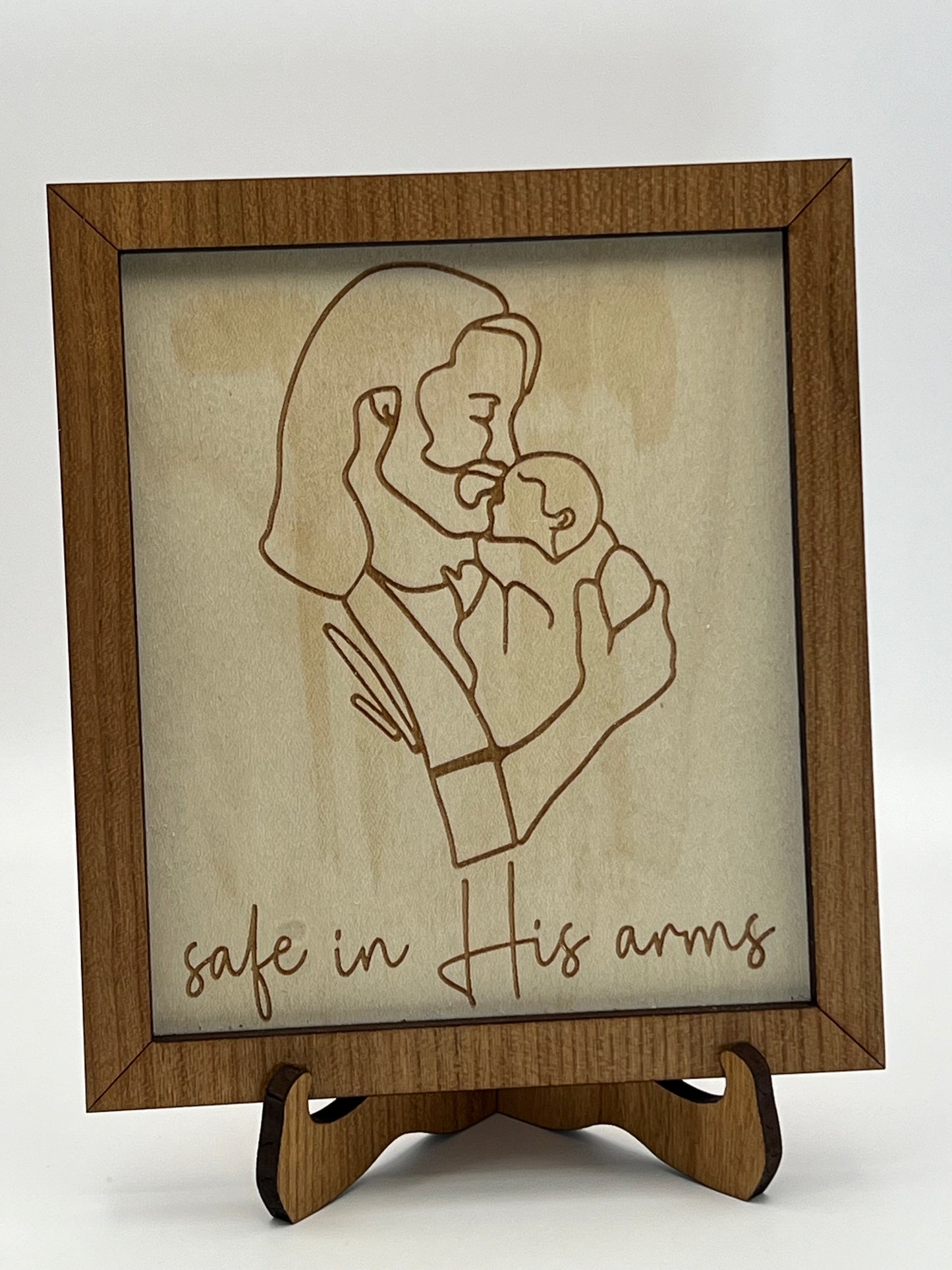 Safe in His Arms Shelf Sitter with Easel