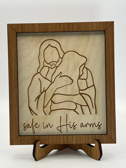 Safe in His Arms Shelf Sitter with Easel