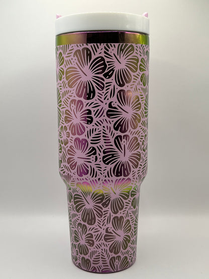 Pink Hibiscus 40 oz Tumbler Full Wrap Design