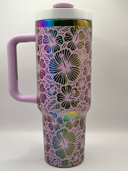 Pink Hibiscus 40 oz Tumbler Full Wrap Design