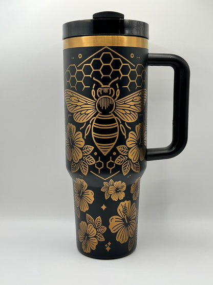 Bee Happy 40 oz Tumbler Full Wrap Design