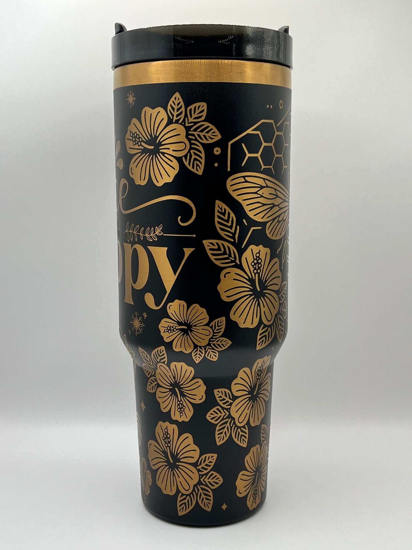 Bee Happy 40 oz Tumbler Full Wrap Design