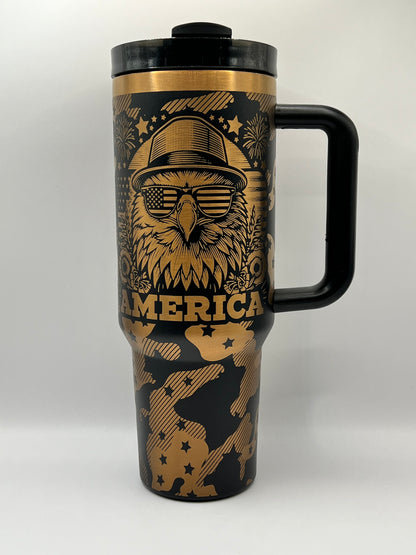 Patriotic American Eagle 40 oz Tumbler Full Wrap Design