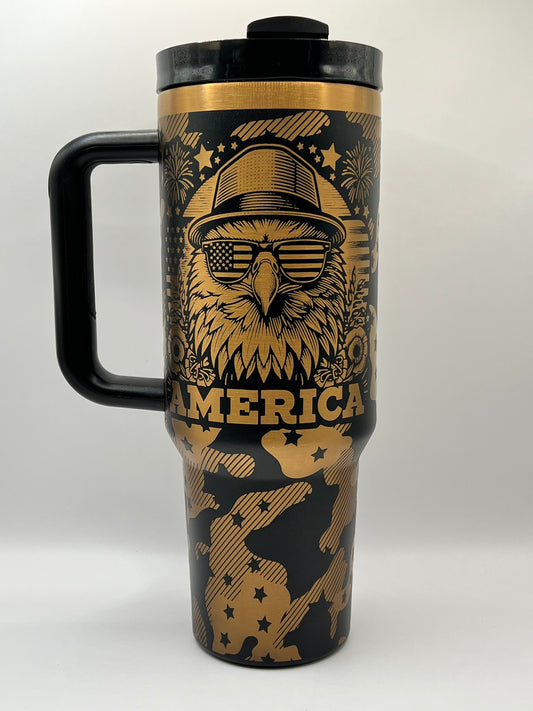 Patriotic American Eagle 40 oz Tumbler Full Wrap Design