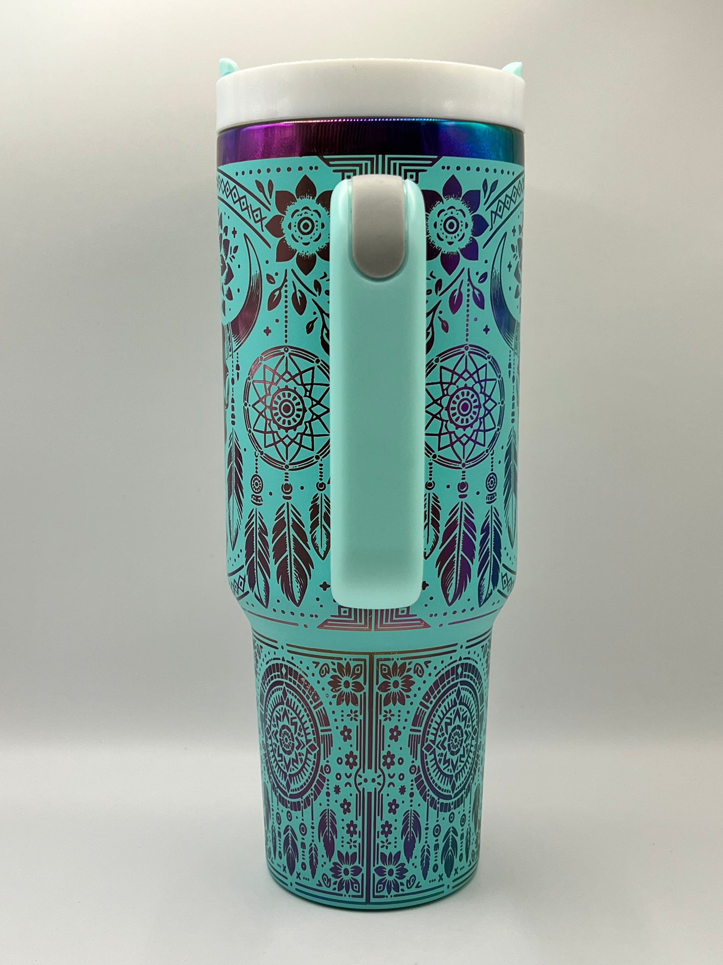 Southwest Skull and Feathers 40 oz Tumbler Full Wrap Design