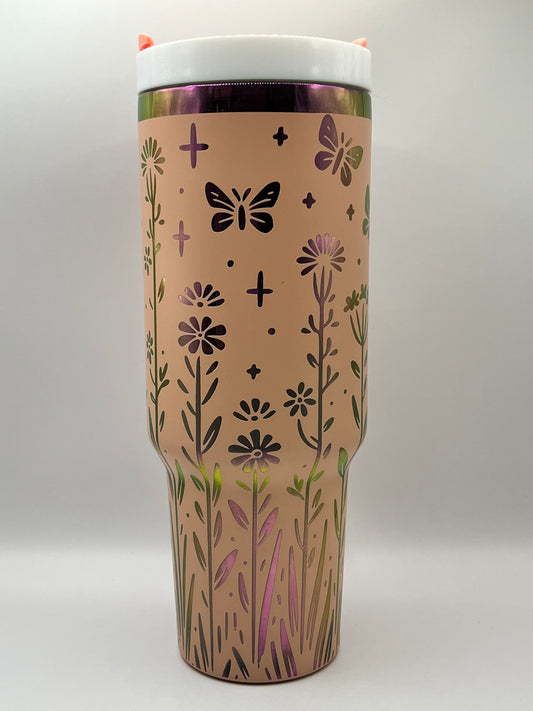 Wildflowers and Butterflies 40 oz Tumbler Full Wrap Design