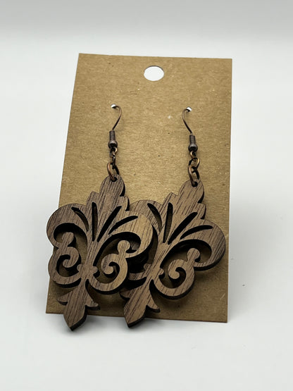 Fleur-de-lis Wood Earrings