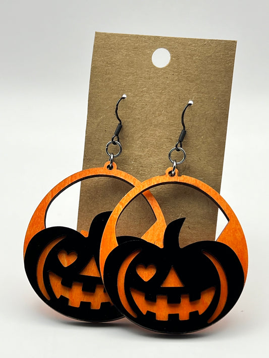 Orange and Black Jack O Lantern Halloween Earings