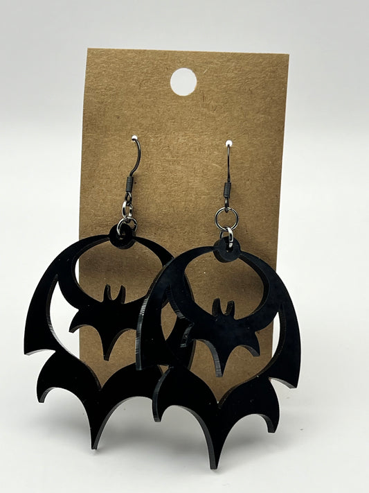 Large Bat Halloween Earrings