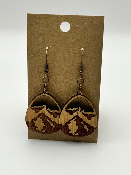 Teardrop Mountain Wood Earrings