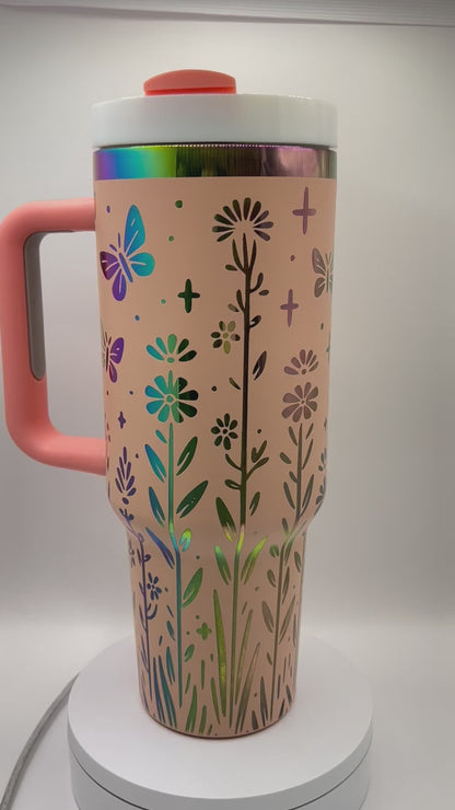 Wildflowers and Butterflies 40 oz Tumbler Full Wrap Design