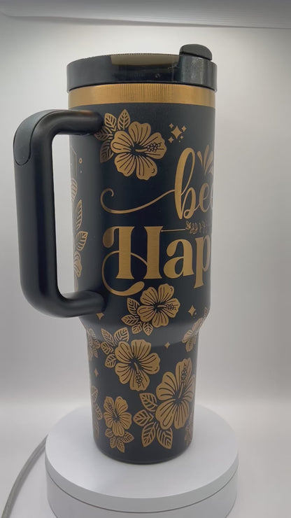 Bee Happy 40 oz Tumbler Full Wrap Design